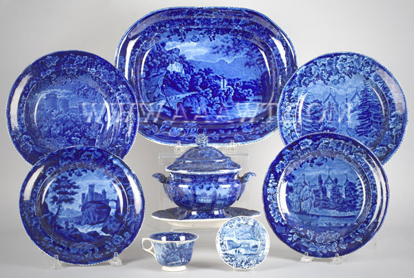 Staffordshire Plates, Platter, Tureen, group view